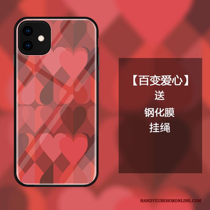 iPhone 11 Mode Liefde Glas Bescherming Hoesje Telefoon Wit Eenvoudige