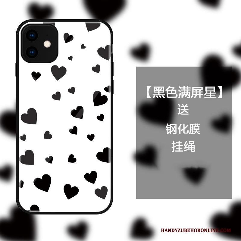 iPhone 11 Mode Liefde Glas Bescherming Hoesje Telefoon Wit Eenvoudige