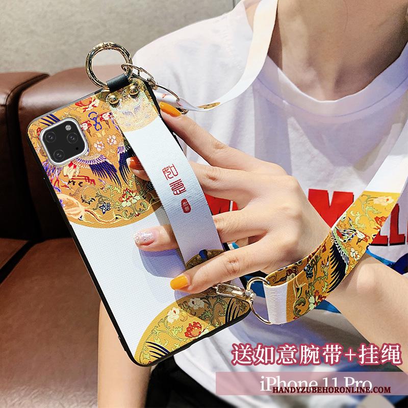 iPhone 11 Pro Hanger Chinese Stijl Geel Hoesje Telefoon Net Red Siliconen Opknoping Nek