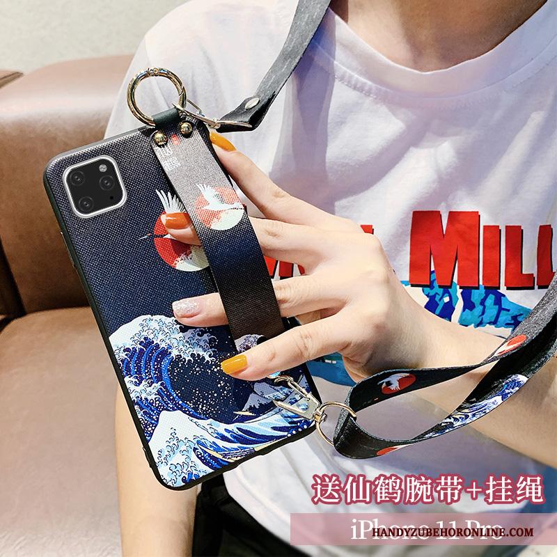 iPhone 11 Pro Hanger Chinese Stijl Geel Hoesje Telefoon Net Red Siliconen Opknoping Nek