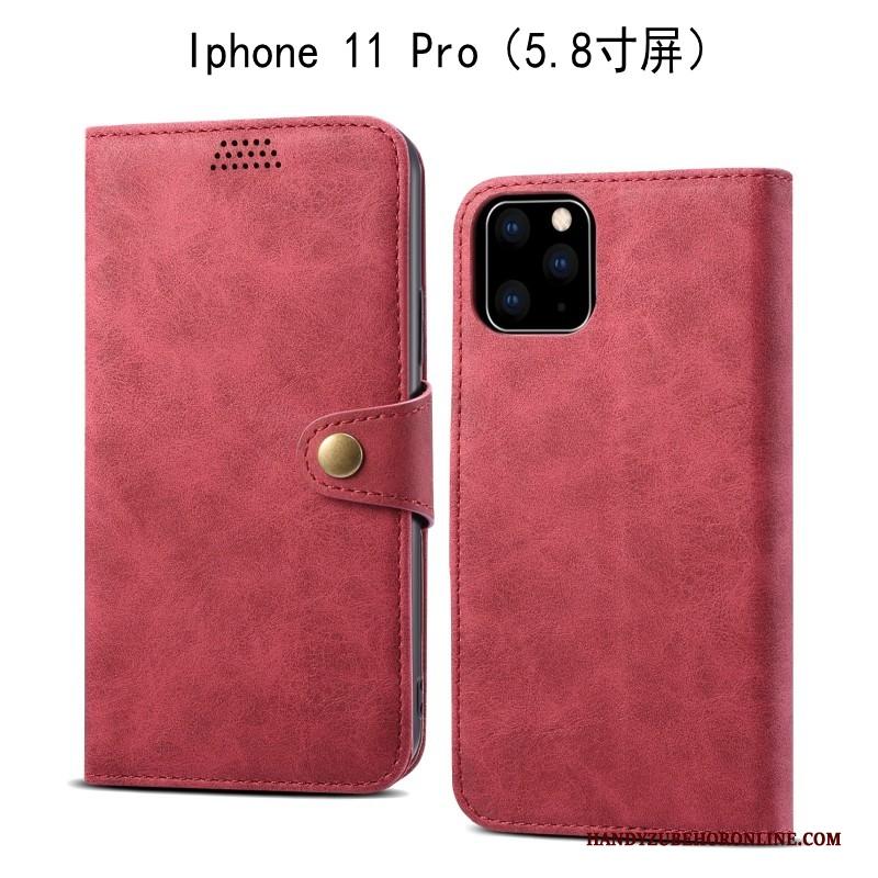 iPhone 11 Pro Hoesje Hoes Bescherming Zacht Grijs Leren Etui Anti-fall Folio