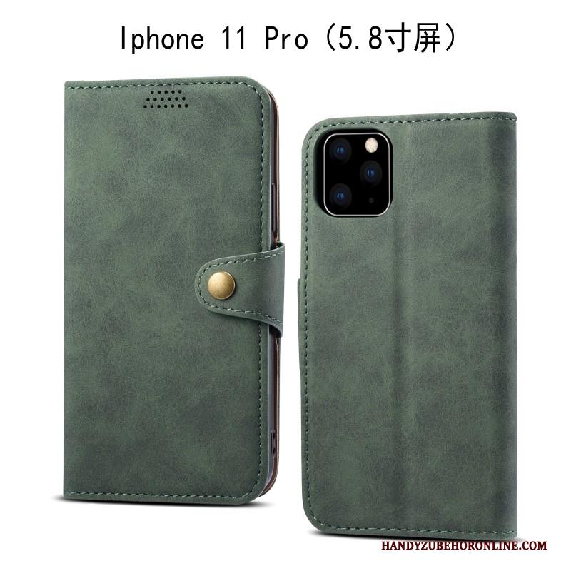 iPhone 11 Pro Hoesje Hoes Bescherming Zacht Grijs Leren Etui Anti-fall Folio