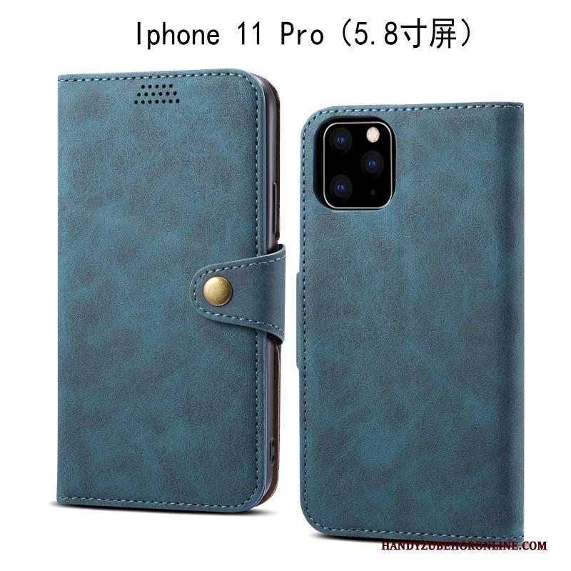 iPhone 11 Pro Hoesje Hoes Bescherming Zacht Grijs Leren Etui Anti-fall Folio