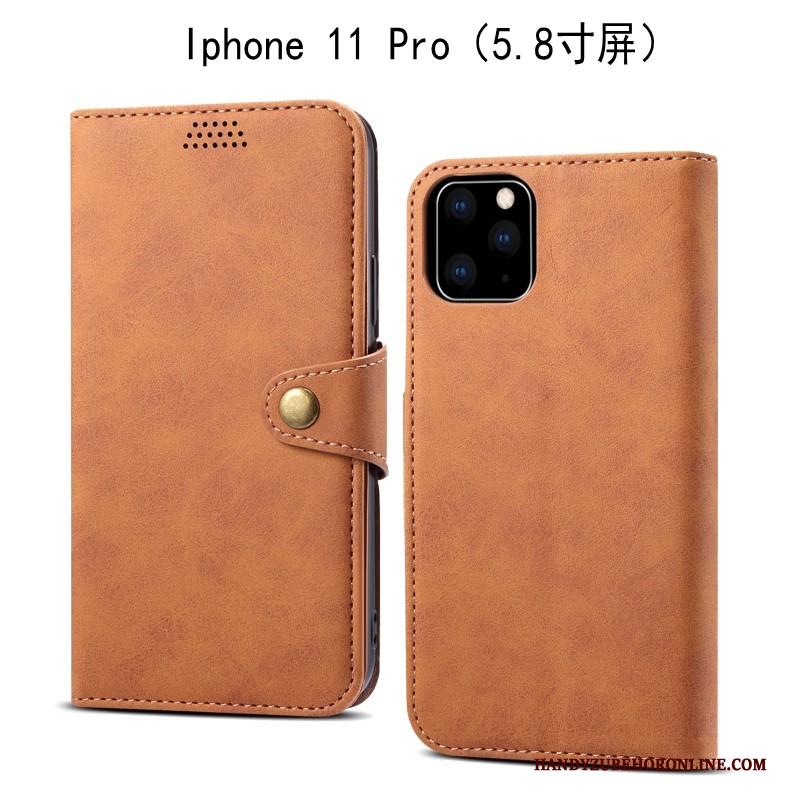 iPhone 11 Pro Hoesje Hoes Bescherming Zacht Grijs Leren Etui Anti-fall Folio