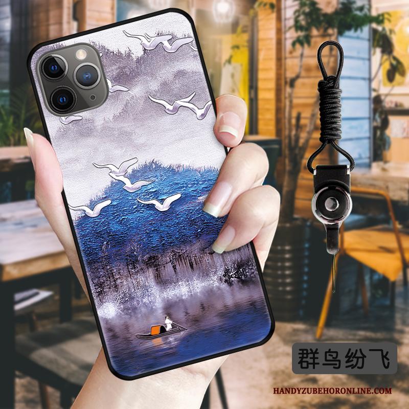iPhone 11 Pro Kraanvogel Zwart Trend Inkt Hoes Hoesje Telefoon Chinese Stijl