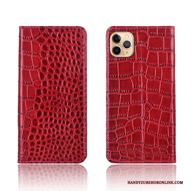 iPhone 11 Pro Krokodil Hoesje Telefoon Leren Etui Rood Bescherming Anti-fall Echt Leer