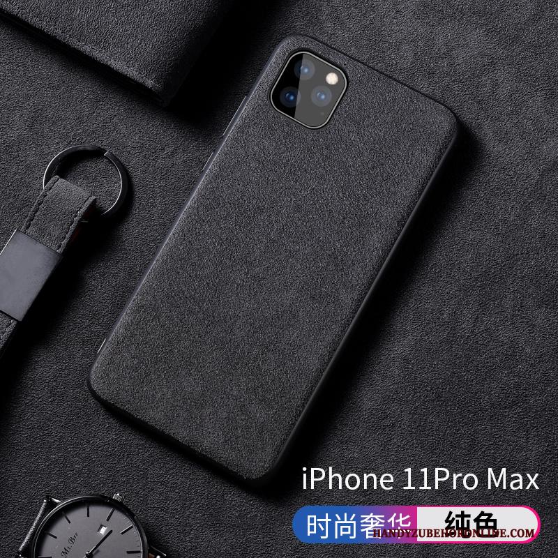 iPhone 11 Pro Max All Inclusive Hoes Antislip Scheppend Zwart Suede Hoesje Telefoon