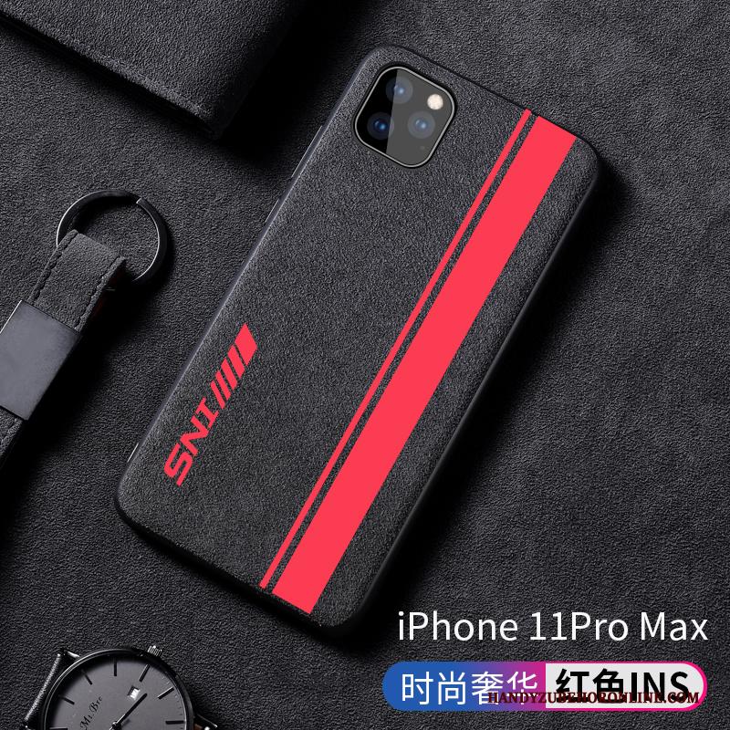 iPhone 11 Pro Max All Inclusive Hoes Antislip Scheppend Zwart Suede Hoesje Telefoon