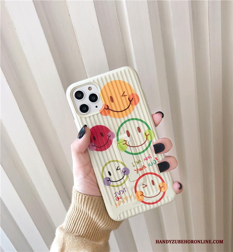iPhone 11 Pro Max Anti-fall Hoesje Telefoon Ondersteuning All Inclusive Mooie Wit Smiley