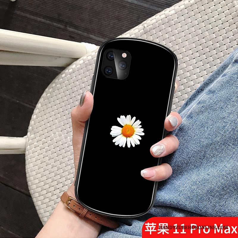 iPhone 11 Pro Max Glas Scheppend Hoesje Telefoon Eenvoudige Madeliefjes Mini Rondje