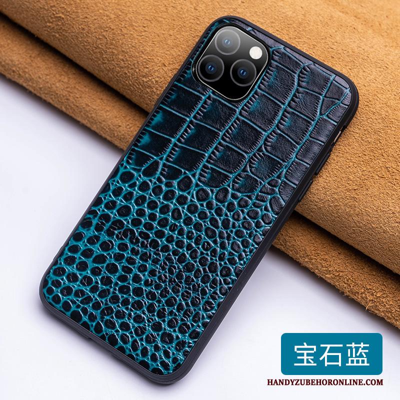 iPhone 11 Pro Max Hoesje Anti-fall Trendy Merk All Inclusive Persoonlijk Pas Leren Etui Blauw