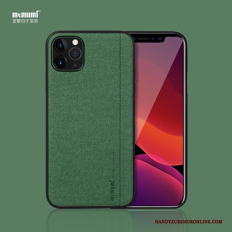 iPhone 11 Pro Max Hoesje Groen Canvas Mobiele Telefoon Anti-fall Siliconen All Inclusive Hoes