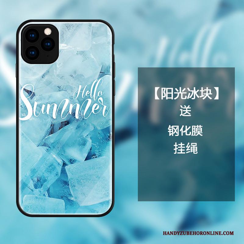 iPhone 11 Pro Max Hoesje Luxe Anti-fall Eenvoudige Glas Blauw Trend All Inclusive