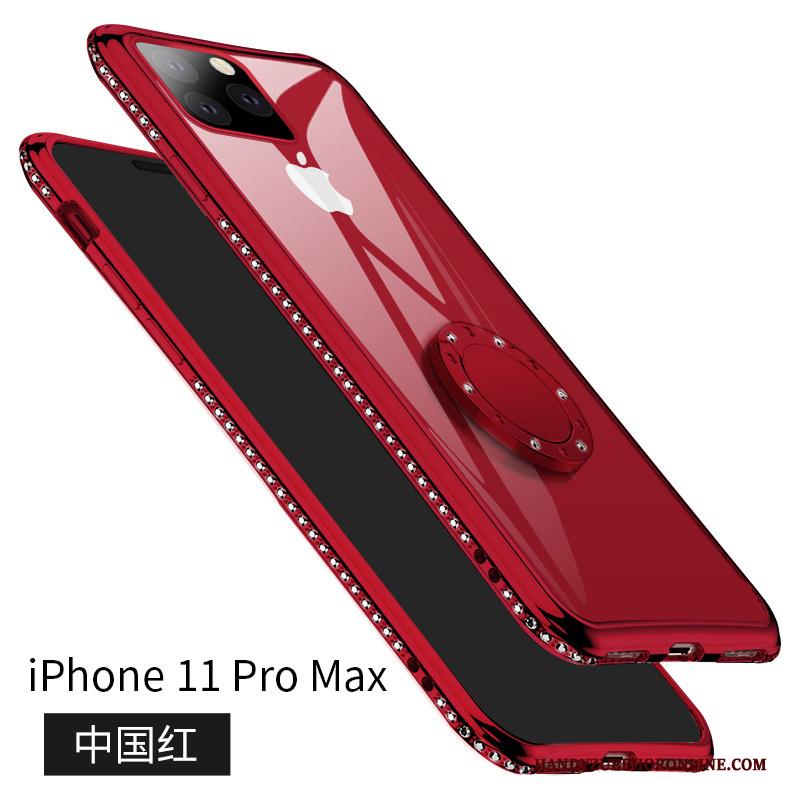 iPhone 11 Pro Max Hoesje Zacht Net Red Nieuw Siliconen Ondersteuning Roze All Inclusive
