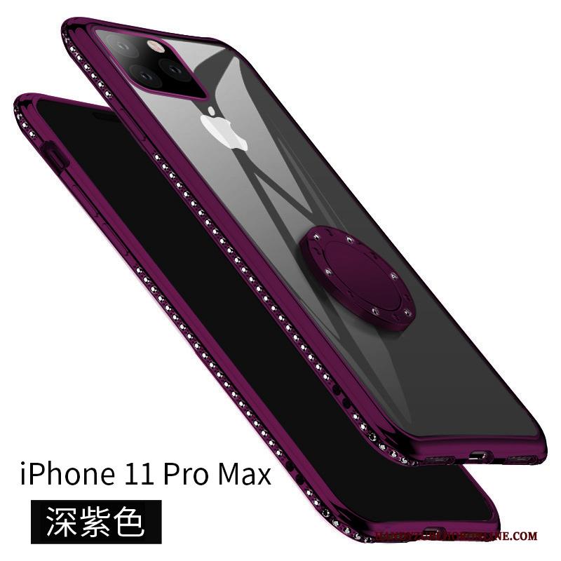 iPhone 11 Pro Max Hoesje Zacht Net Red Nieuw Siliconen Ondersteuning Roze All Inclusive