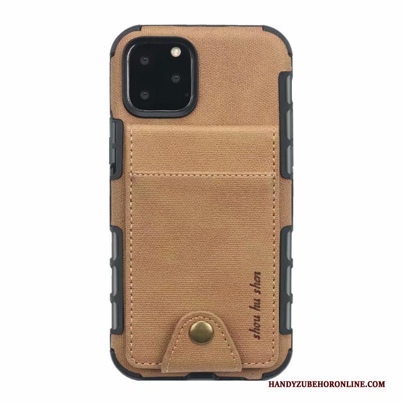 iPhone 11 Pro Max Kaart Kaart Tas Portemonnee Hoesje Telefoon Rood Leren Etui