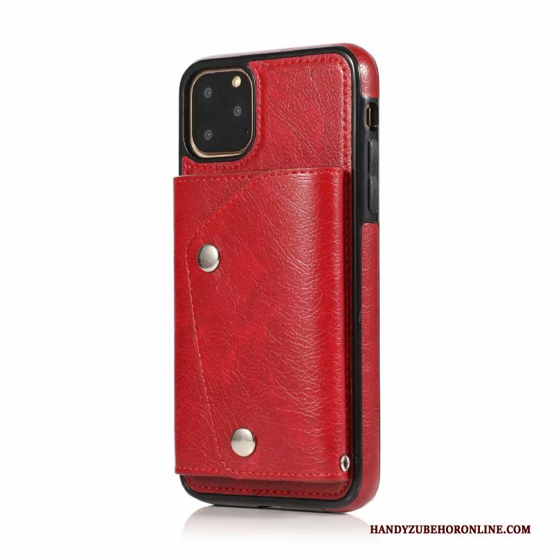 iPhone 11 Pro Max Trendy Merk Hoesje Telefoon Portemonnee Anti-fall Scheppend Siliconen Kaart Tas