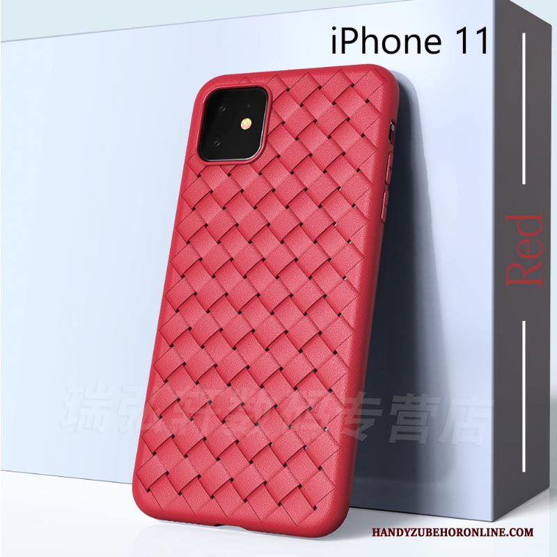 iPhone 11 Zacht Leer Scheppend Weven Kant Hoesje Telefoon Trend