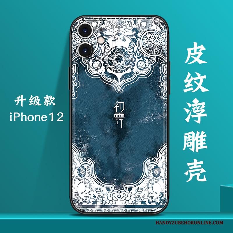 iPhone 12 Hoesje Nieuw Trendy Merk Persoonlijk Chinese Stijl Blauw All Inclusive Patroon