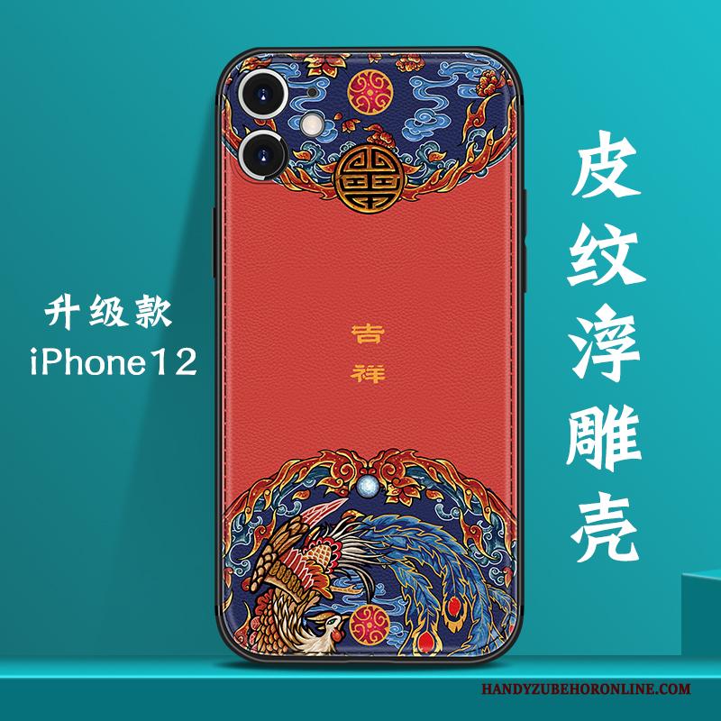 iPhone 12 Hoesje Nieuw Trendy Merk Persoonlijk Chinese Stijl Blauw All Inclusive Patroon