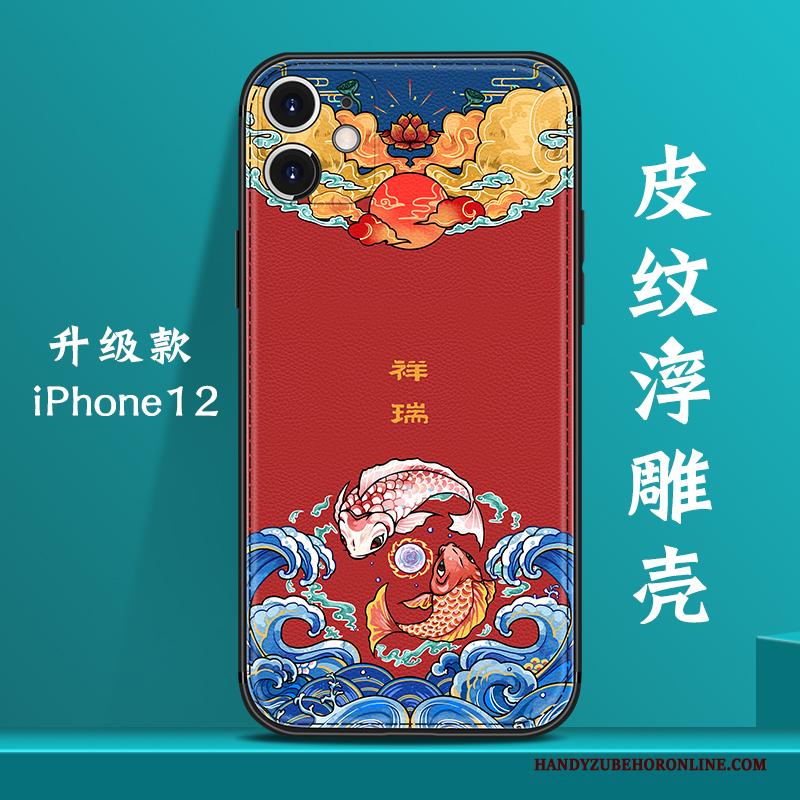 iPhone 12 Hoesje Nieuw Trendy Merk Persoonlijk Chinese Stijl Blauw All Inclusive Patroon