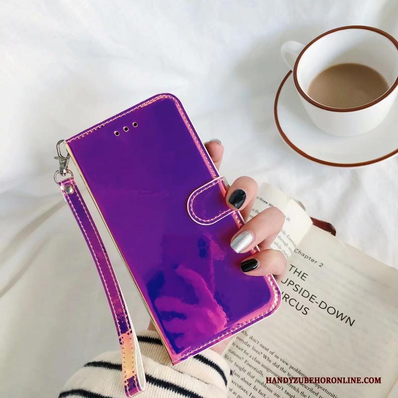 iPhone 12 Leren Etui Folio Bescherming Purper Hoesje Telefoon