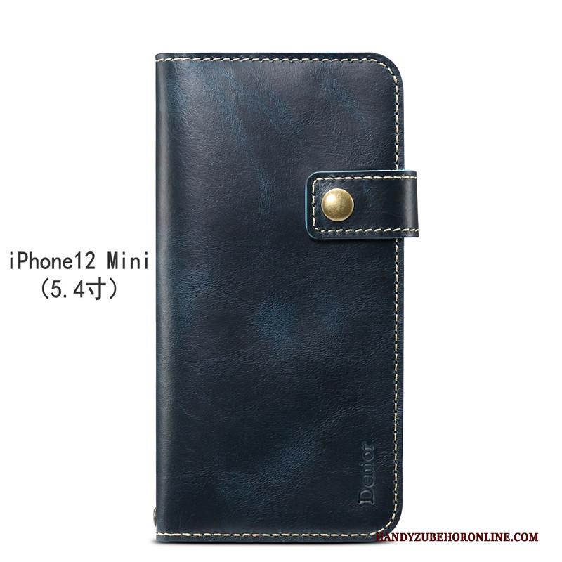 iPhone 12 Mini Bescherming Leren Etui Folio Leer Hoes Hoesje Telefoon Anti-fall