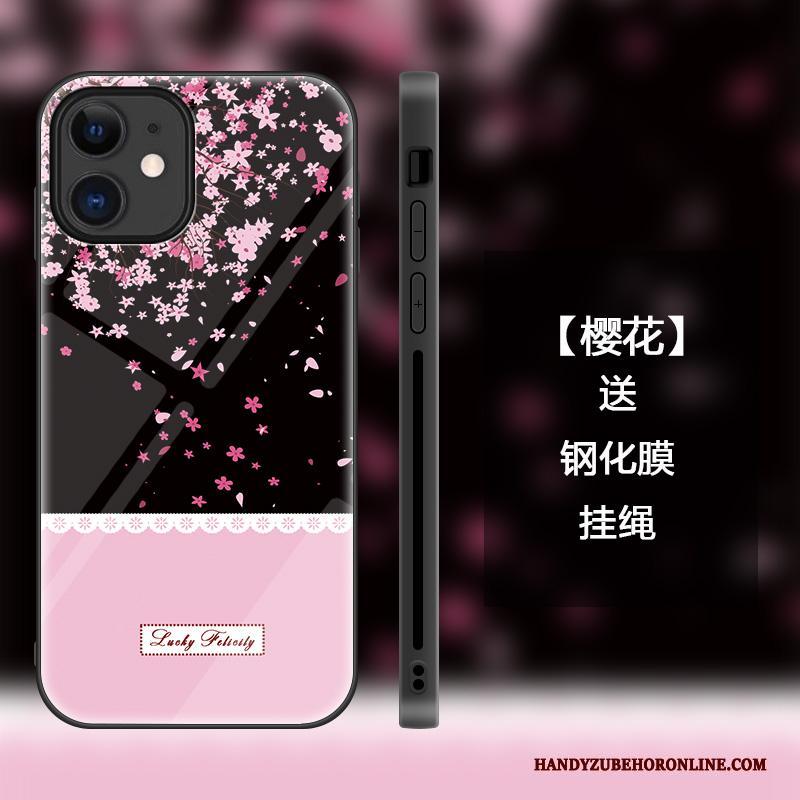 iPhone 12 Mini Bescherming Trendy Merk Anti-fall Hoesje Telefoon Mode Roze Kers