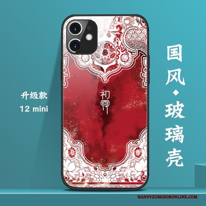 iPhone 12 Mini Chinese Stijl Scheppend Hoesje Telefoon Glas Nieuw Net Red Persoonlijk