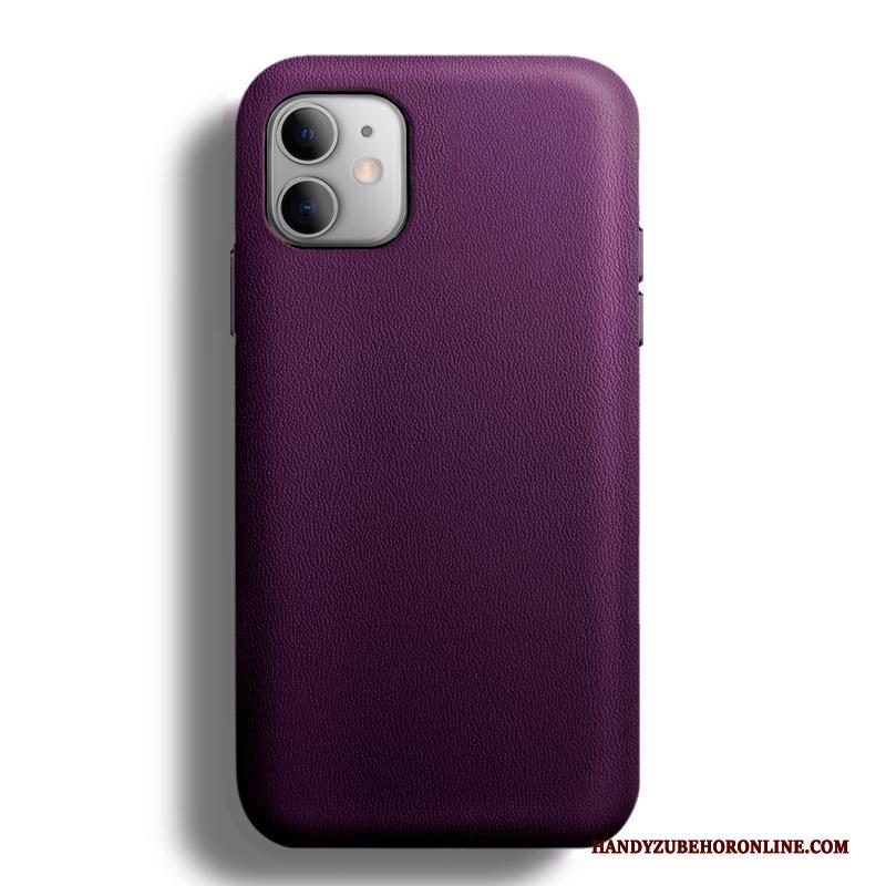 iPhone 12 Mini Hoesje Echt Leer Purper Net Red Trend Hoes Bescherming High End