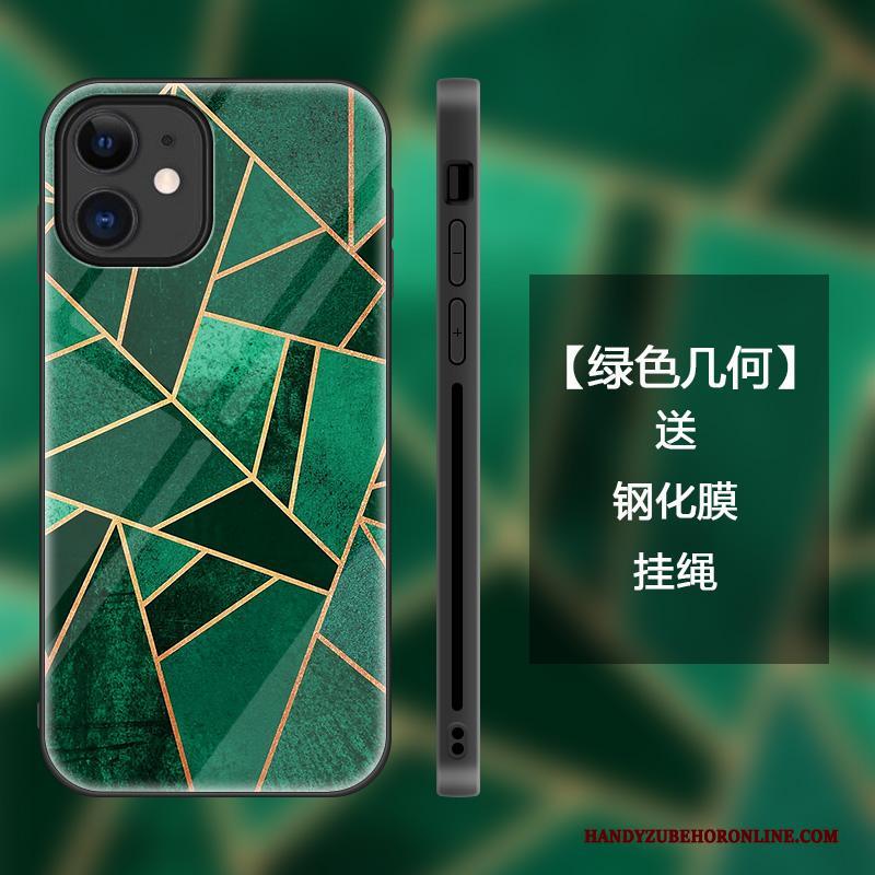 iPhone 12 Mini Hoesje Kleur Scheppend Trendy Merk Geometrie Eenvoudige Mode Groen