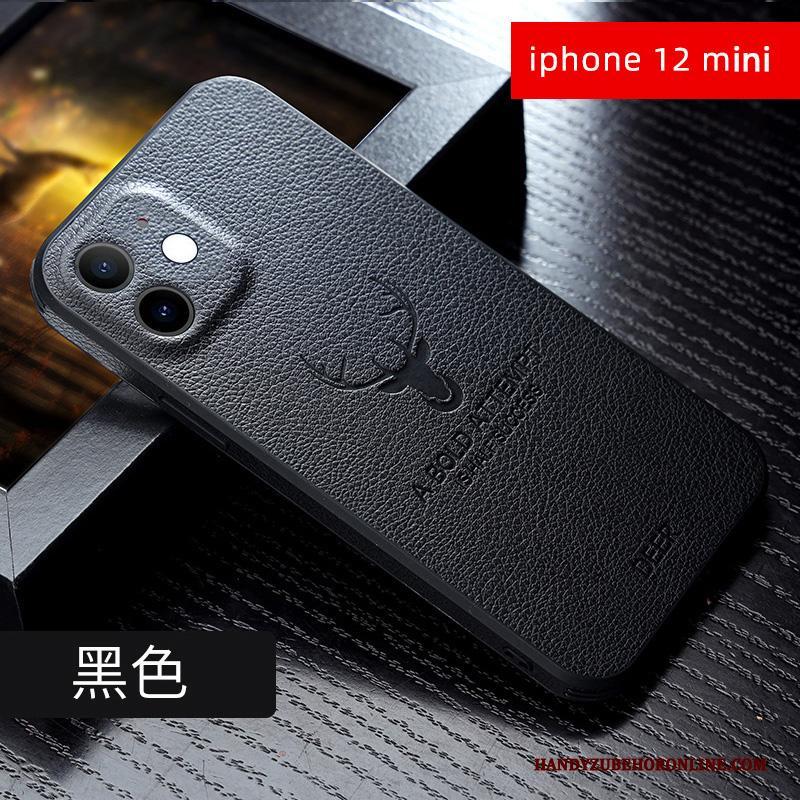 iPhone 12 Mini Trendy Merk Siliconen Leer Hoesje Telefoon High End Dun Kwaliteit