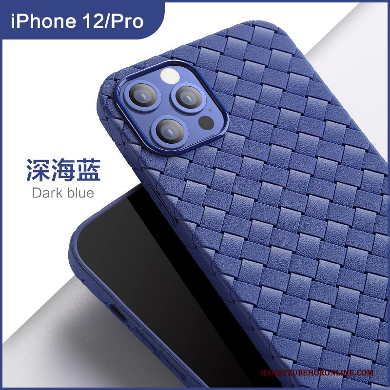 iPhone 12 Pro Hoesje Bescherming Weven Wind Zacht Nieuw Hoes Blauw