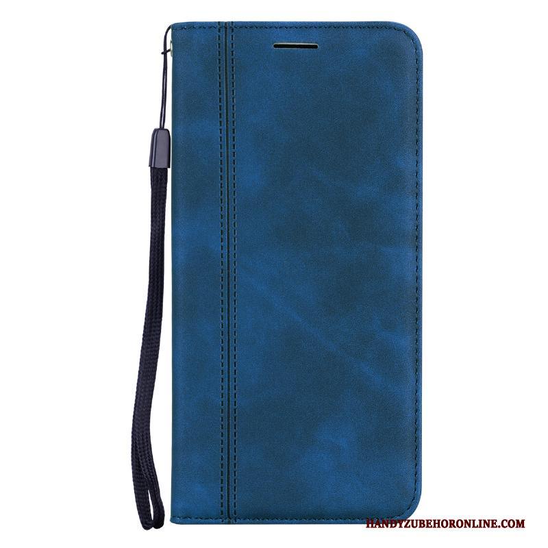 iPhone 12 Pro Max Bescherming Hanger Mobiele Telefoon Schrobben Leren Etui Blauw Hoesje