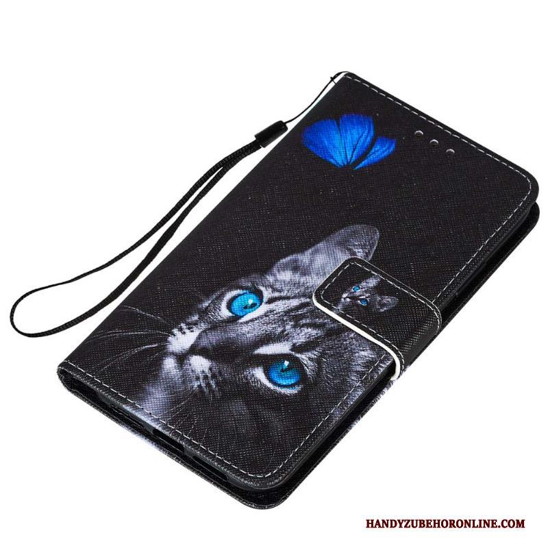 iPhone 12 Pro Max Leren Etui Kaart Blauw Ondersteuning Anti-fall Portemonnee Hoesje Telefoon