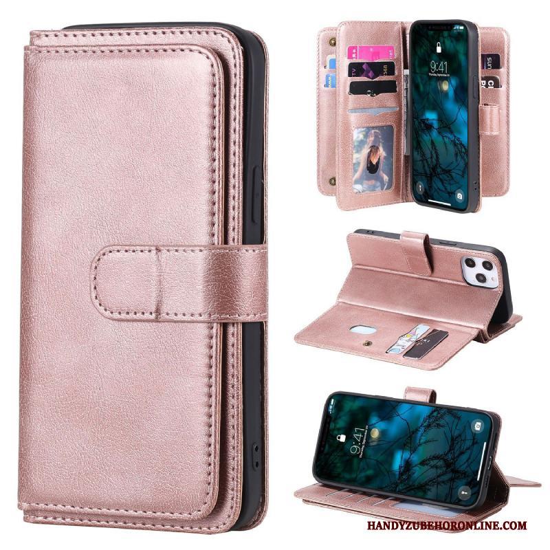 iPhone 12 Pro Max Portemonnee Roze Hoesje Telefoon Leren Etui