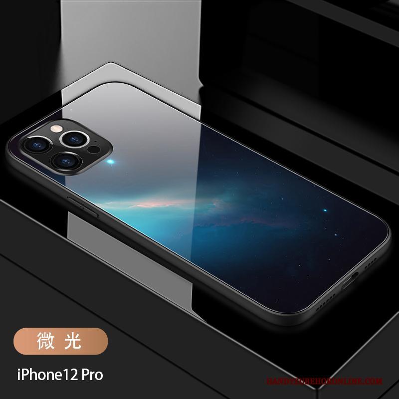 iPhone 12 Pro Scheppend Purper Lovers Trendy Merk Spiegel Glas Hoesje Telefoon