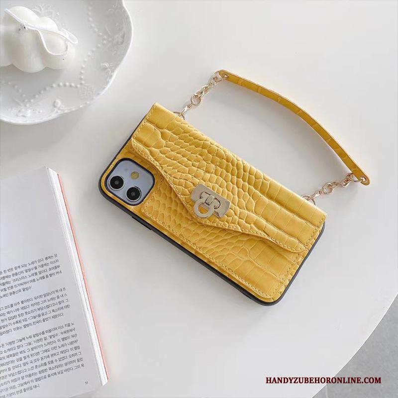 iPhone 12 Tas Portemonnee Hanger Geel Hoesje Telefoon Scheppend Groot