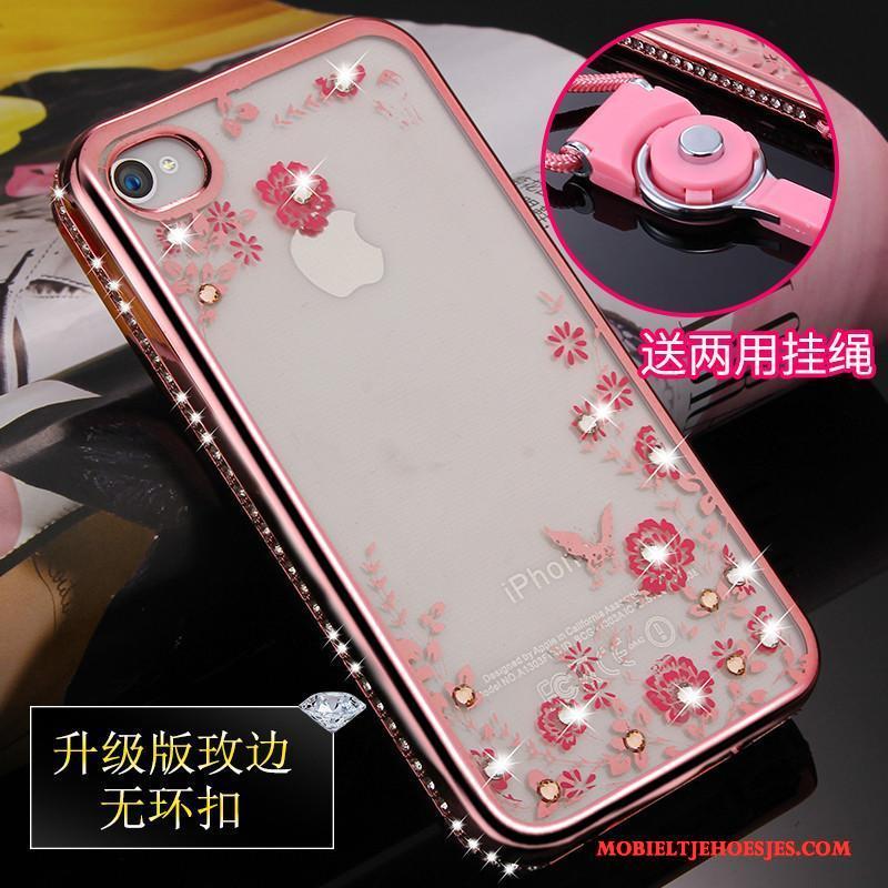 iPhone 4/4s All Inclusive Hoesje Telefoon Spotprent Rose Goud Zacht Hanger Bescherming