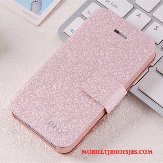 iPhone 4/4s Hoesje Bescherming Clamshell Anti-fall Rose Goud Leren Etui Persoonlijk Hoes