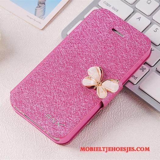 iPhone 4/4s Hoesje Bescherming Clamshell Anti-fall Rose Goud Leren Etui Persoonlijk Hoes