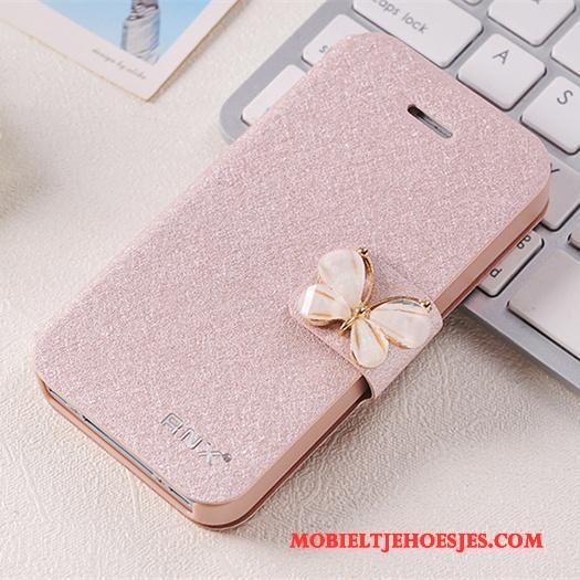 iPhone 4/4s Hoesje Bescherming Clamshell Anti-fall Rose Goud Leren Etui Persoonlijk Hoes