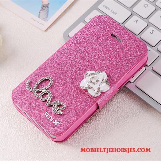 iPhone 4/4s Hoesje Bescherming Clamshell Anti-fall Rose Goud Leren Etui Persoonlijk Hoes