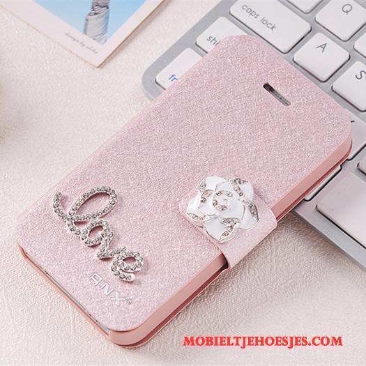 iPhone 4/4s Hoesje Bescherming Clamshell Anti-fall Rose Goud Leren Etui Persoonlijk Hoes