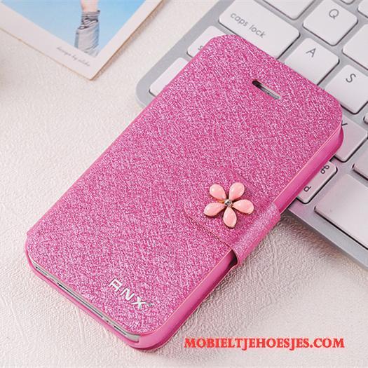 iPhone 4/4s Hoesje Bescherming Clamshell Anti-fall Rose Goud Leren Etui Persoonlijk Hoes