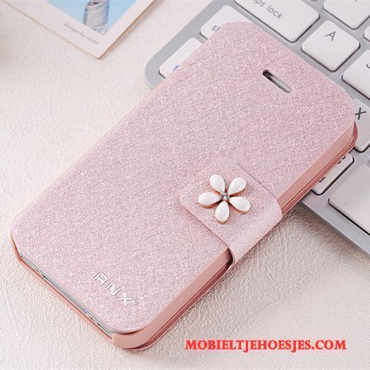 iPhone 4/4s Hoesje Bescherming Clamshell Anti-fall Rose Goud Leren Etui Persoonlijk Hoes