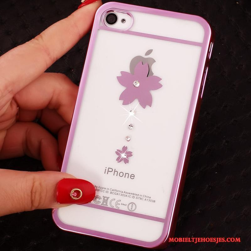 iPhone 4/4s Purper Hoesje Telefoon Bescherming Reliëf Groen Goud Diepe Kleur