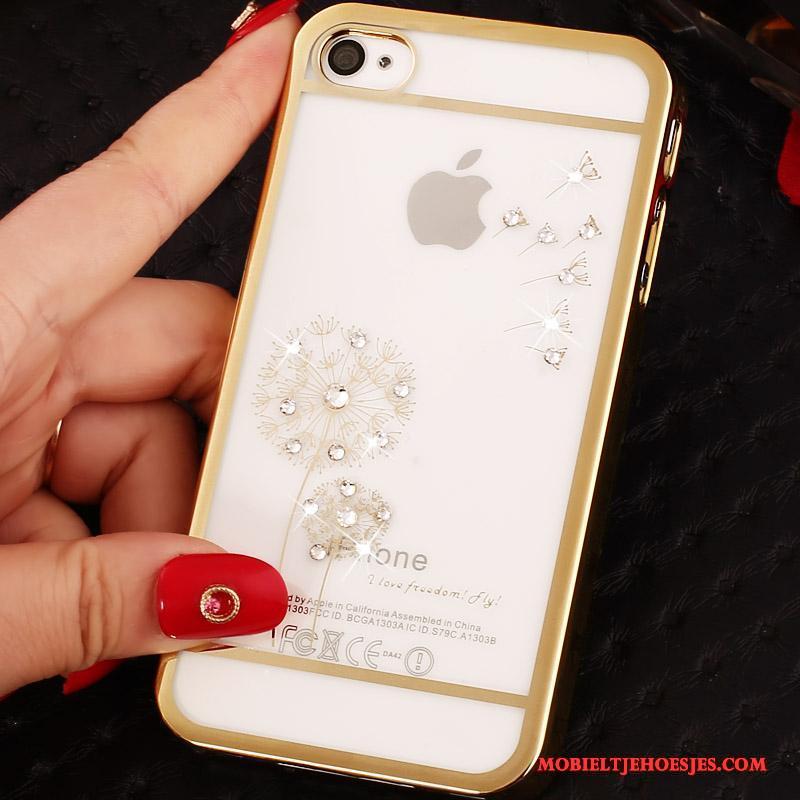 iPhone 4/4s Purper Hoesje Telefoon Bescherming Reliëf Groen Goud Diepe Kleur