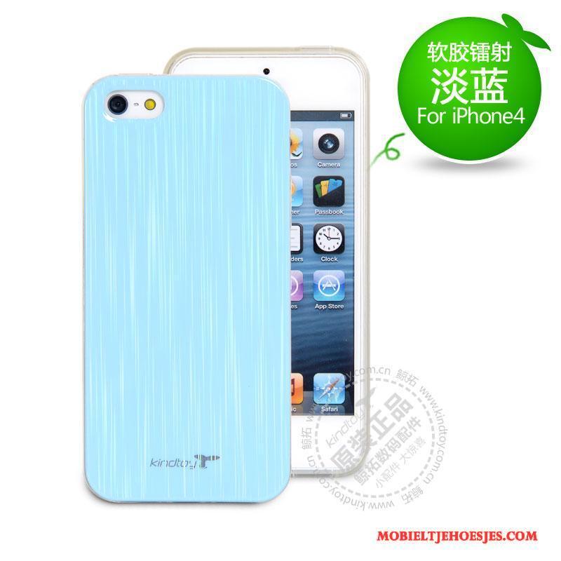 iPhone 4/4s Siliconen Hoes Bescherming Hoesje Telefoon Blauw Kleur