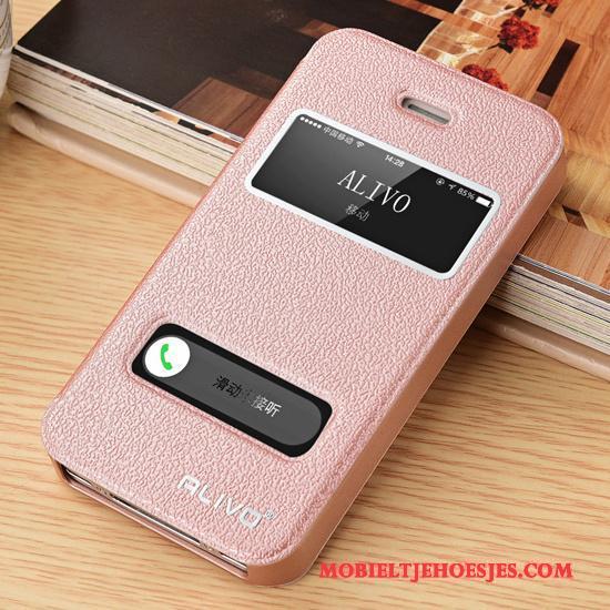 iPhone 4/4s Trend Rose Goud Leren Etui Anti-fall Bescherming Hoesje Telefoon